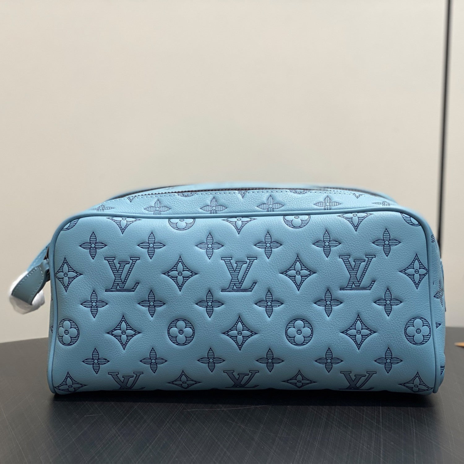 Louis Vuitton DOPP KIT Toiletry Bag Women's  Men's Fashion Trend Handbag Luxury Monogram Shadow Embossed Double Zip Wash Bags M14485 Grey M14885 Light Blue M14843 Dark Blue #81236