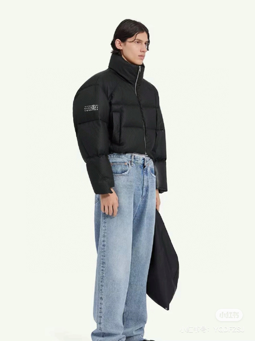 Maison Margiela Men's Winter Black Pleated Wide Down Patchwork Shorts Down Puffer Jacket #97331