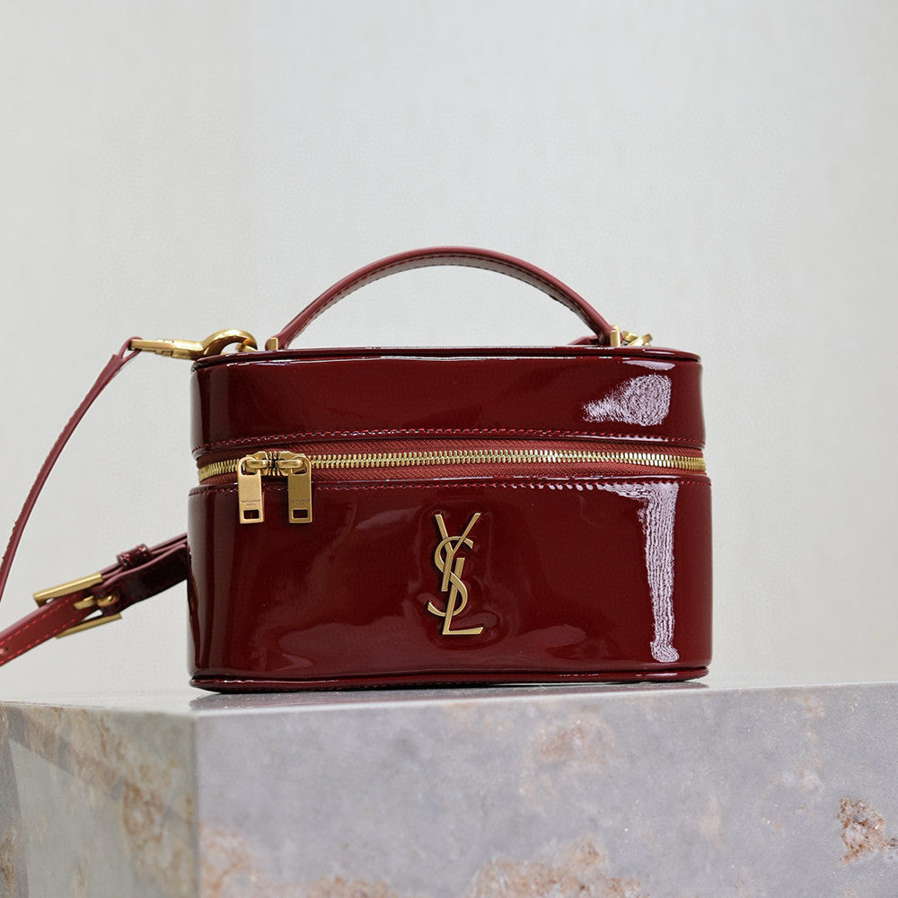 SAINT LAURENT GABY VANITY BAG Ladies Solid Color Detachable Adjustable Shoulder Strap Lambskin Shoulder Handbag Cosmetic Bag #76574
