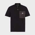 Prada Men's Summer Black Triangle Label Pocket Polo Neck Cotton Short Sleeve T-Shirt #74815