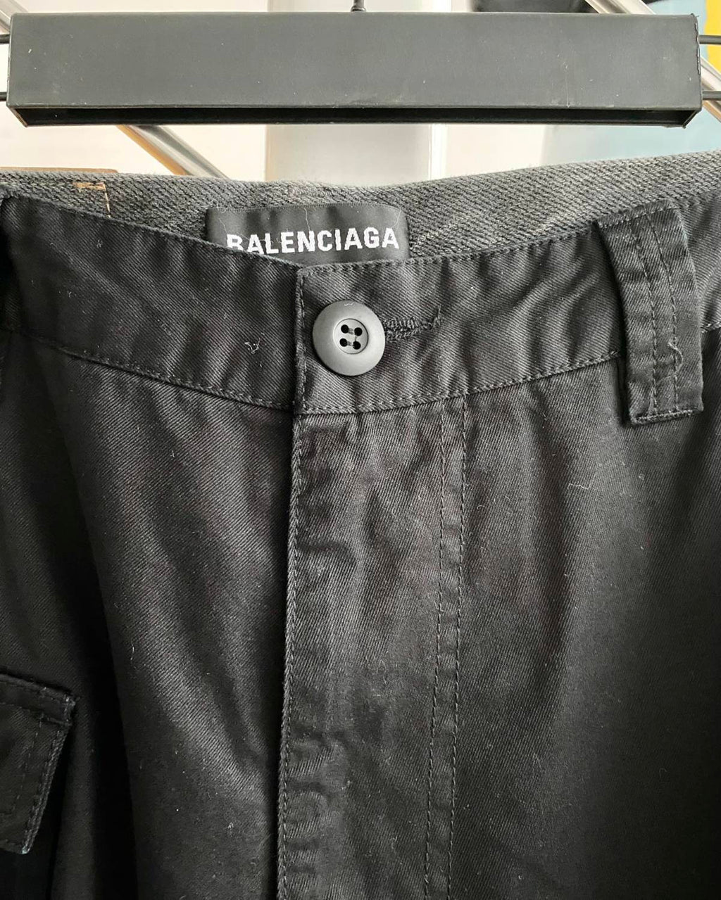 Balenciaga Men's Spring And Autumn Black Multi-Pocket Cotton Loose Work Pants Casual Spliced Denim Pants Ngvp #9165