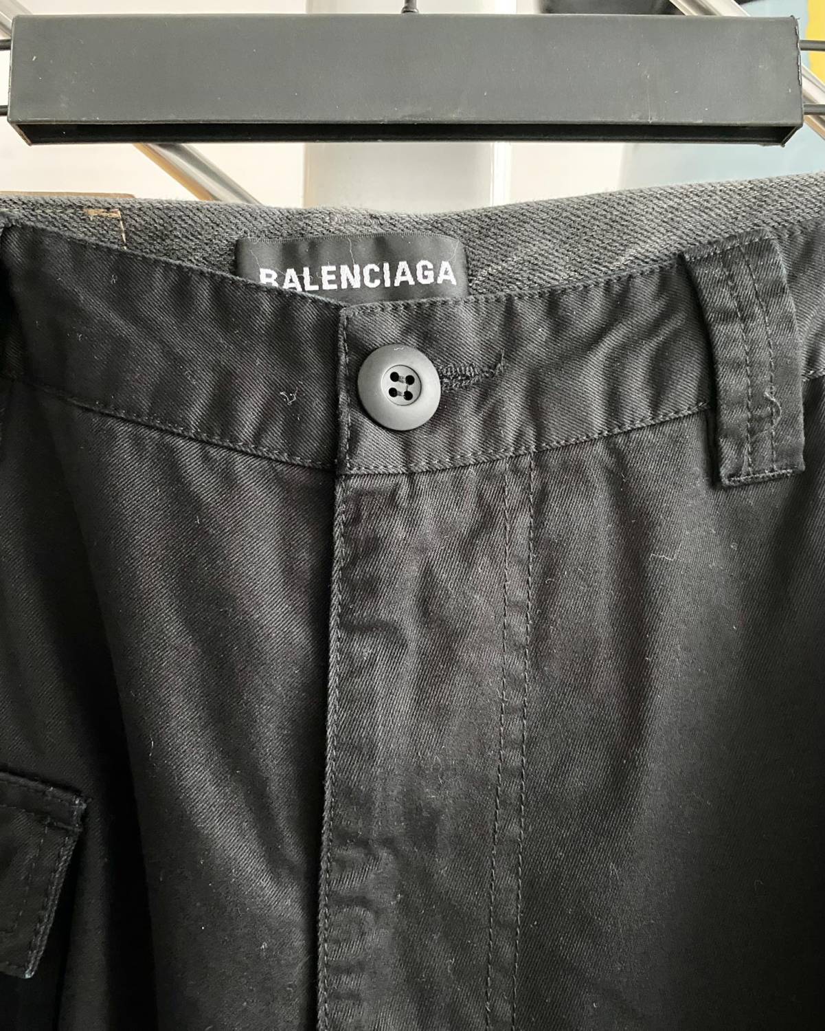 Balenciaga Men's Spring And Autumn Black Multi-Pocket Cotton Loose Work Pants Casual Spliced Denim Pants Ngvp #9165