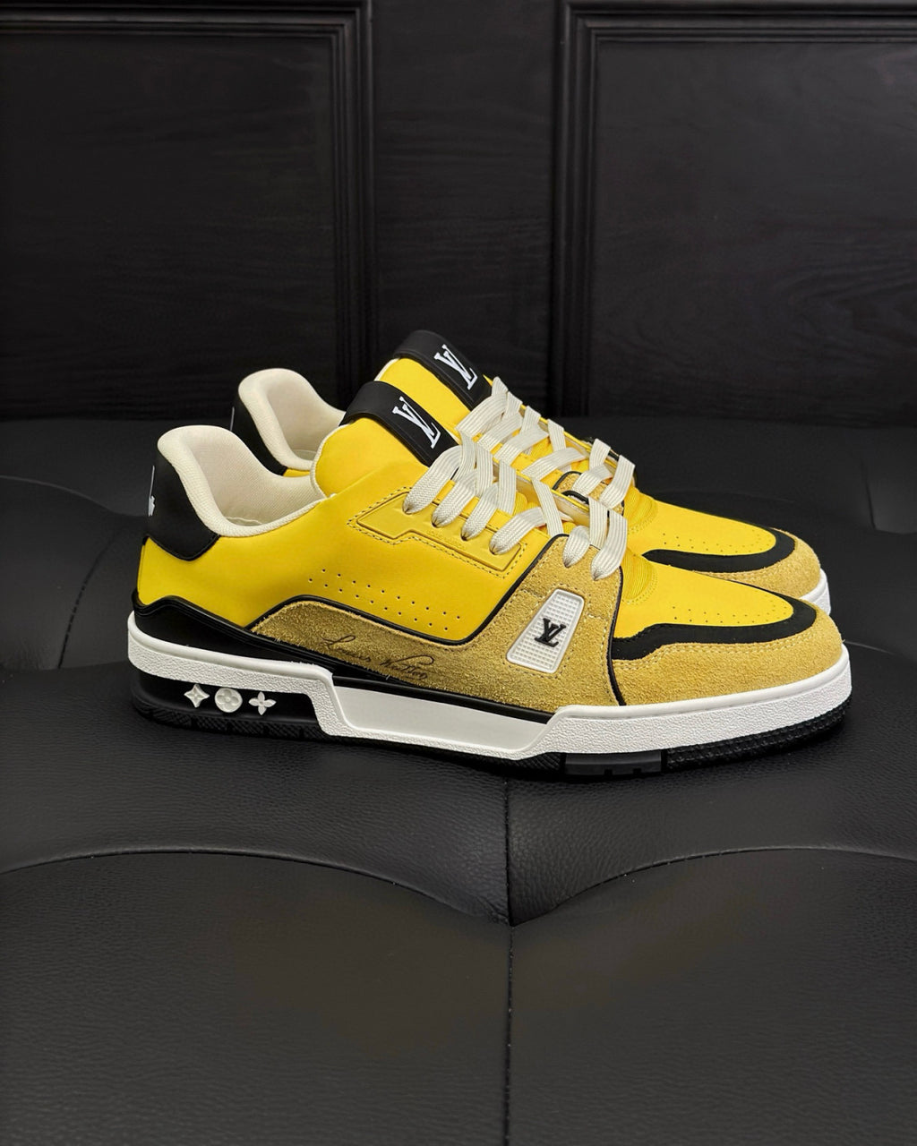 Louis Vuitton LV Trainer Men's And Women's Solid Color Cowhide Leather Round Toe Low Top Lace-up Sneakers Shoes #77891