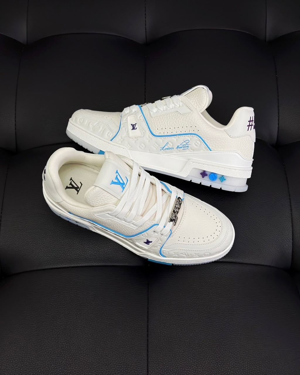 Louis Vuitton Men's And Women's Spring/summer Fashion Casual Round Toe Flat Lace Up Leather Low Top Casual Shoes #78352