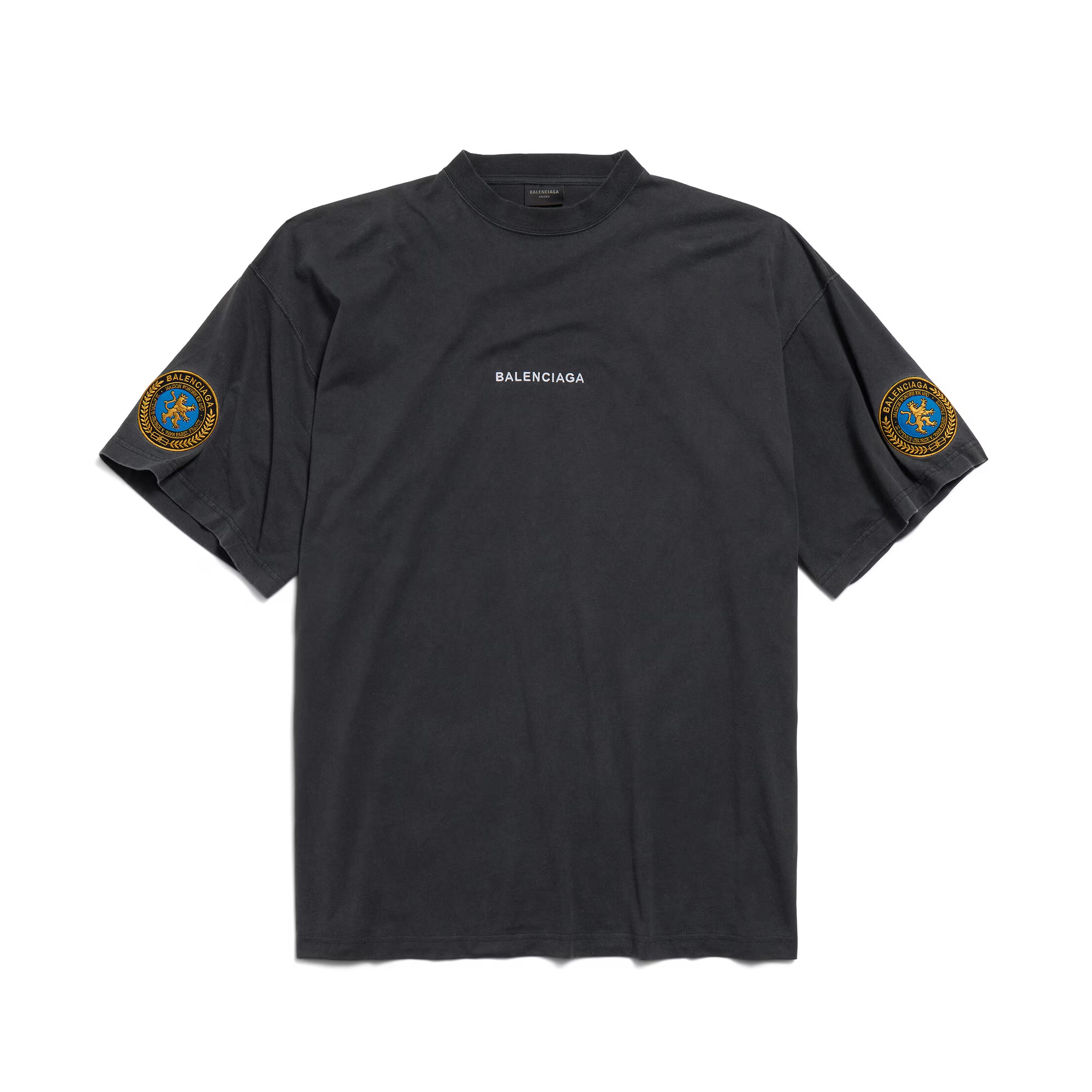 Balenciaga Men's Uniform Merch Oversized Round Neck Short Sleeve T-Shirt Vintage Solid Color Embroidery Casual Elastic Waist Shorts #81297