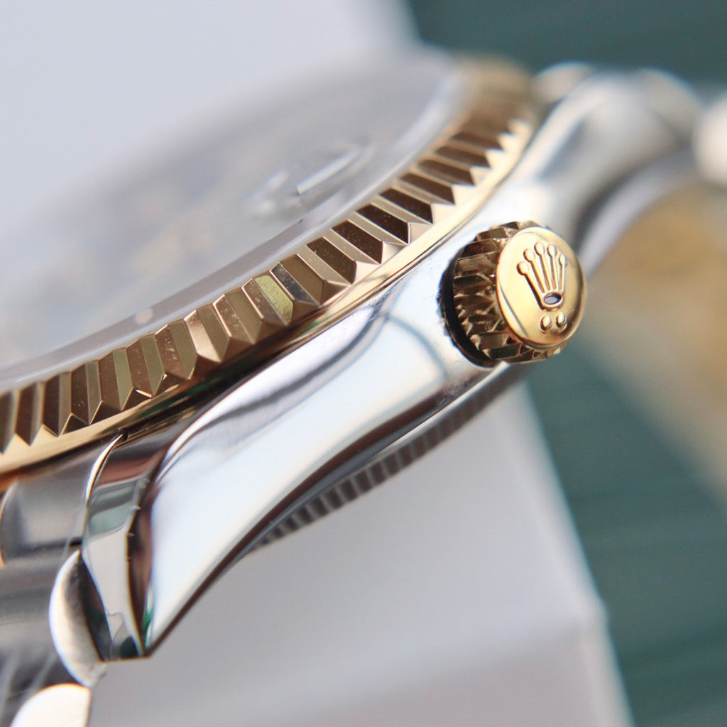 Rolex Women's Log-type Series Automatic Mechanical Movement Water-resistant Diamond-encrusted Green Dial Stainless Steel Bracelet 31mm Watch #77786