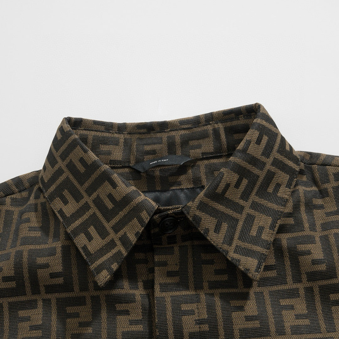 Fendi Men's Autumn Logo Printed Single Breasted Lapel Jacket #97492