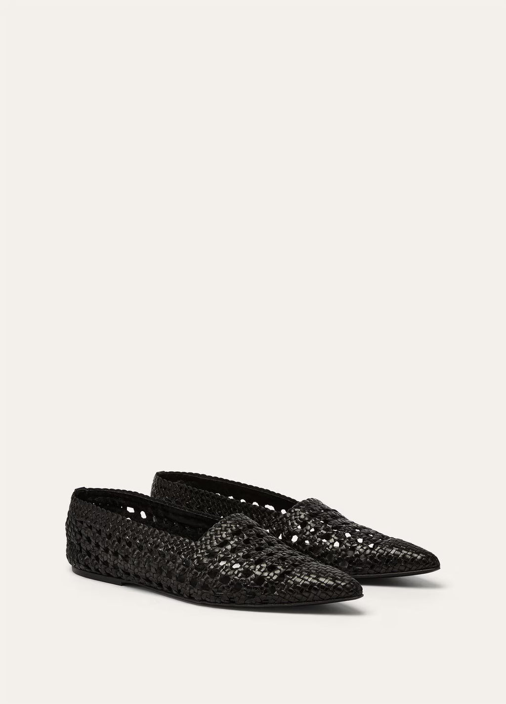 Loro Piana Women's Spring. Summer And Autumn Ayame Flat Ballet Shoes Retro Weaving Hollow Cowhide Solid Color Pointed Single Shoes Ngvp #1692