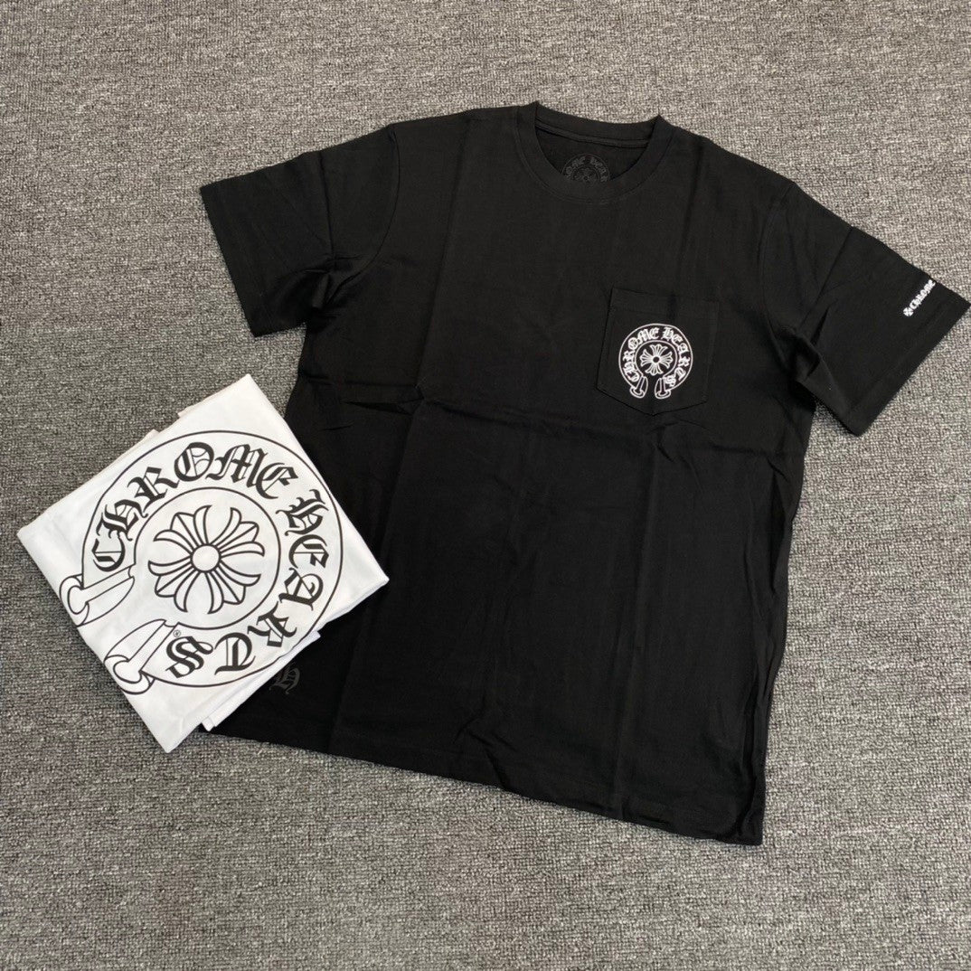Chrome Hearts Men's Summer Solid Color Sanskrit Print Round Neck Cotton Short Sleeve T-Shirt #77168