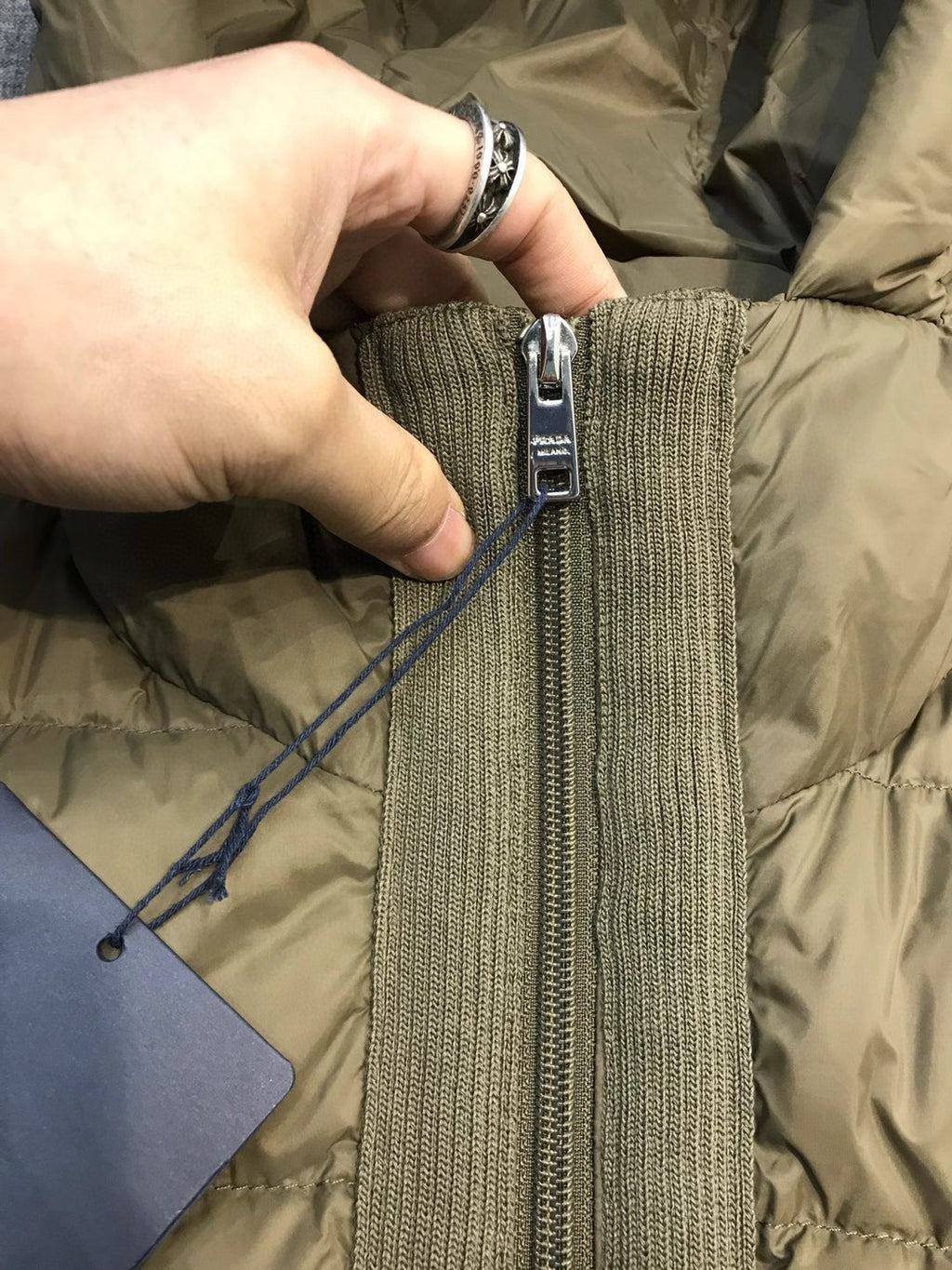 Prada Men's Fall/Winter Fashion Casual Classic Logo Triangular Enamel Emblem Hooded Zipper Patchwork Down Jacket #79548