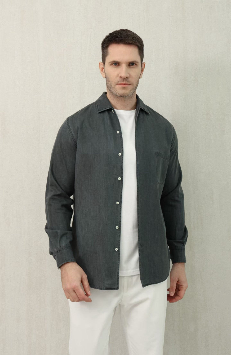 Loro Piana Top-quality Version André Shirt Cotton Ultra Stone-Washed #375405