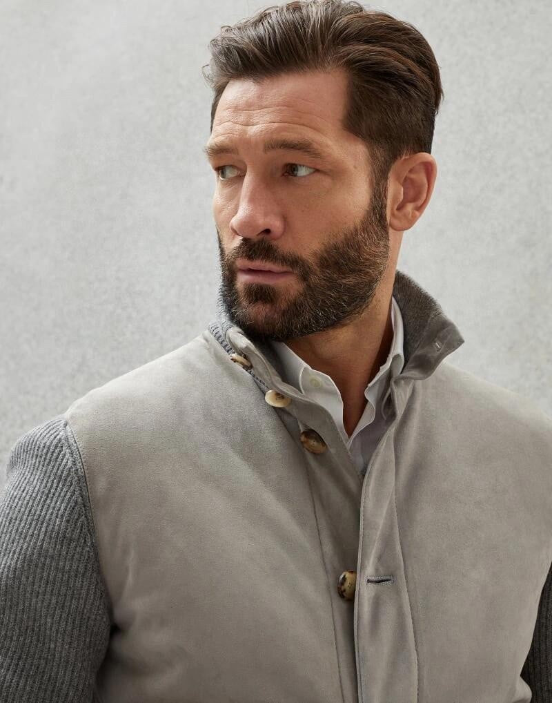Brunello Cucinelli Men's Fall And Winter Suede Wool Knit Patchwork Jacket Single-breasted Fashion Casual Gentleman Jacket Ngvp #9113