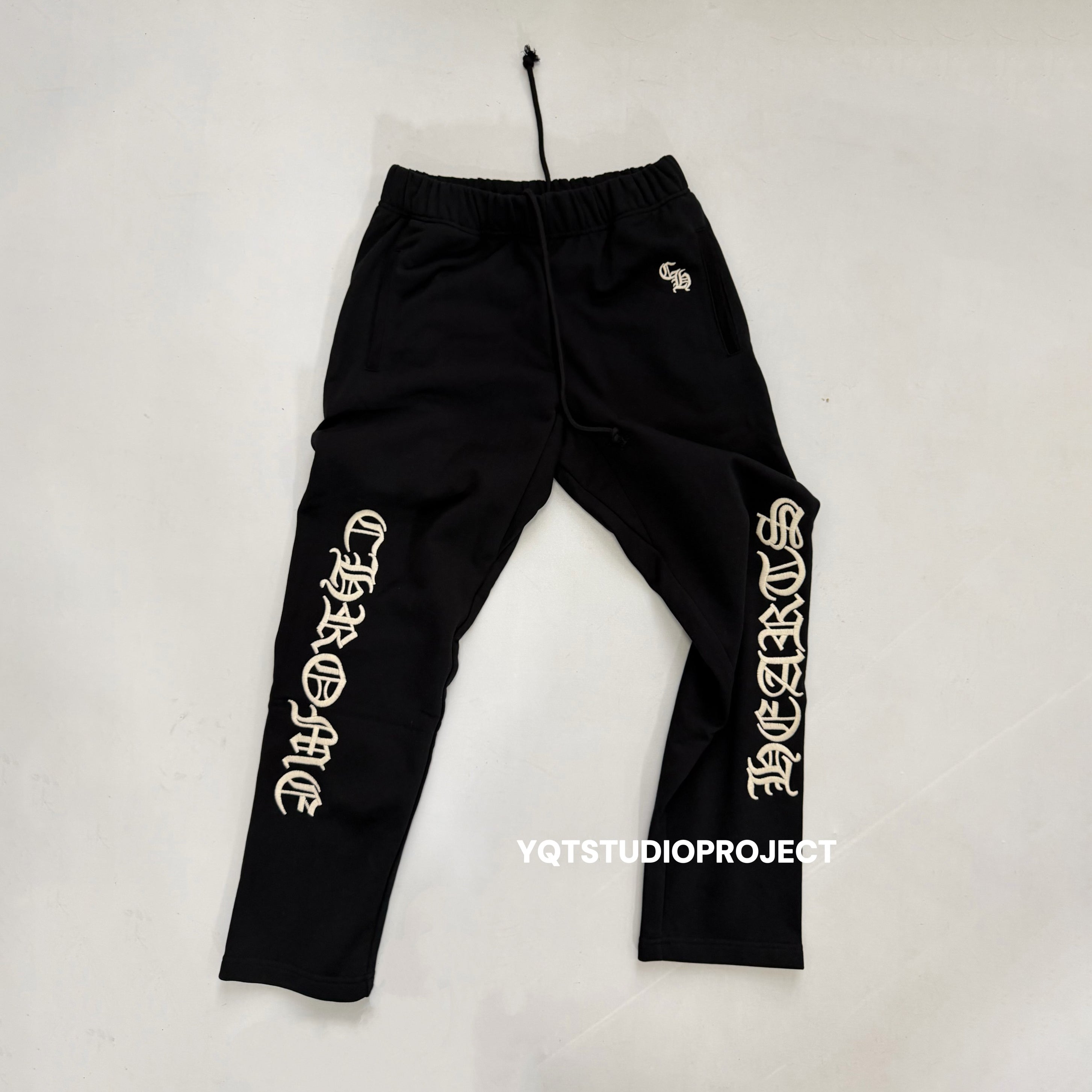 Chrome Hearts Men's And Women's Spring/Fall Fashion Casual Solid Color Collared Half-Zip Sweatshirt Solid Color Relaxed Wide Leg Pants Suit Set #79526