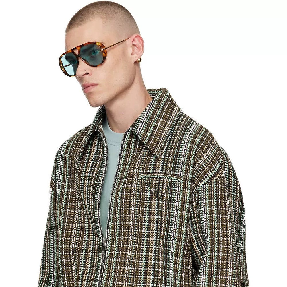 Bottega Veneta Men's Autumn And Winter Fashion Chunky Woven Multi-color Weaving Zipper Drop Shoulder Jacket Coat Lapel Casual Long Sleeve Jacket Ngvp #2474