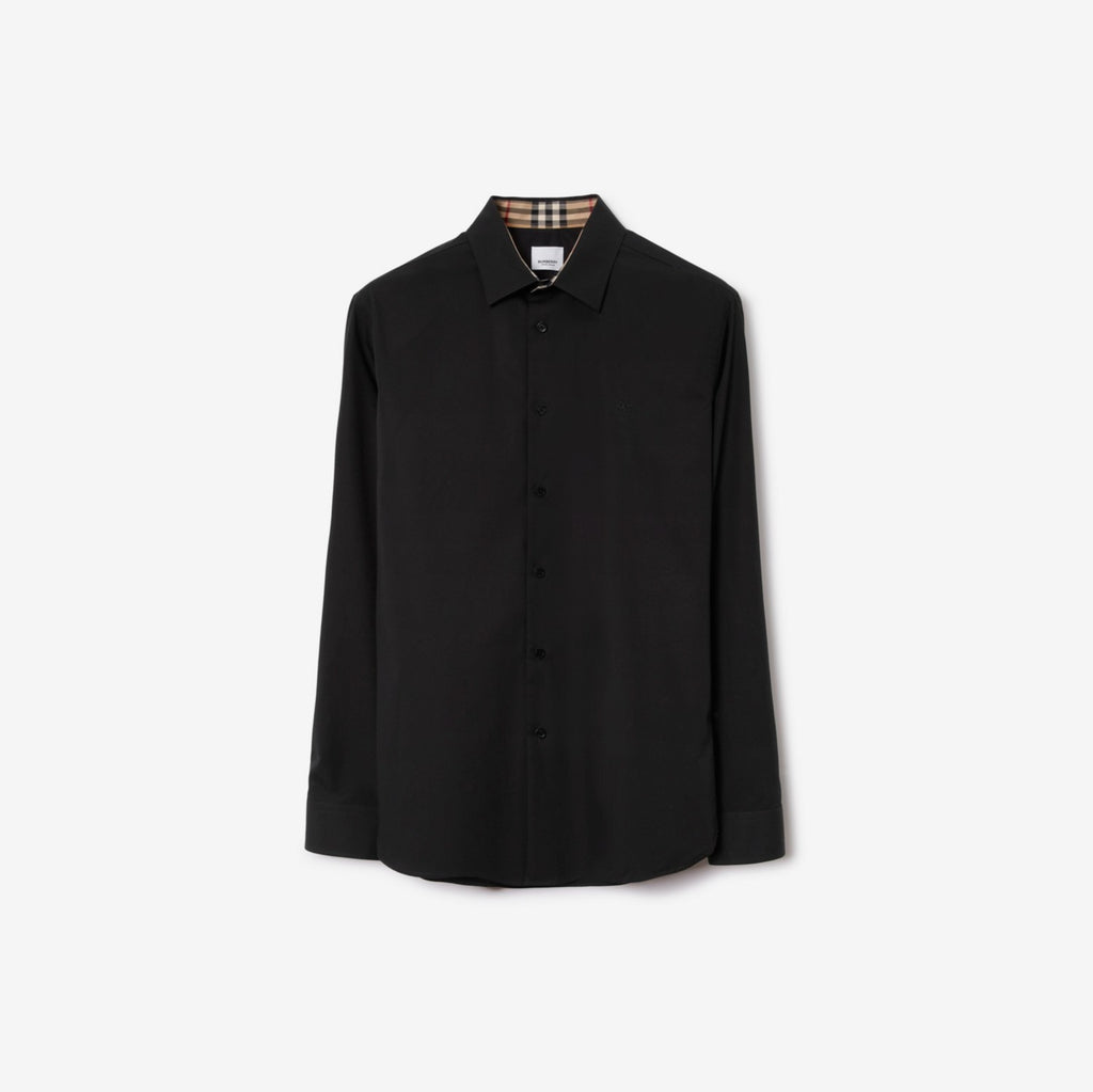 Burberry Men's Four Seasons Equestrian Rider Embroidered Logo Plaid Slim Fit Solid Color Long Sleeve Shirt #99377