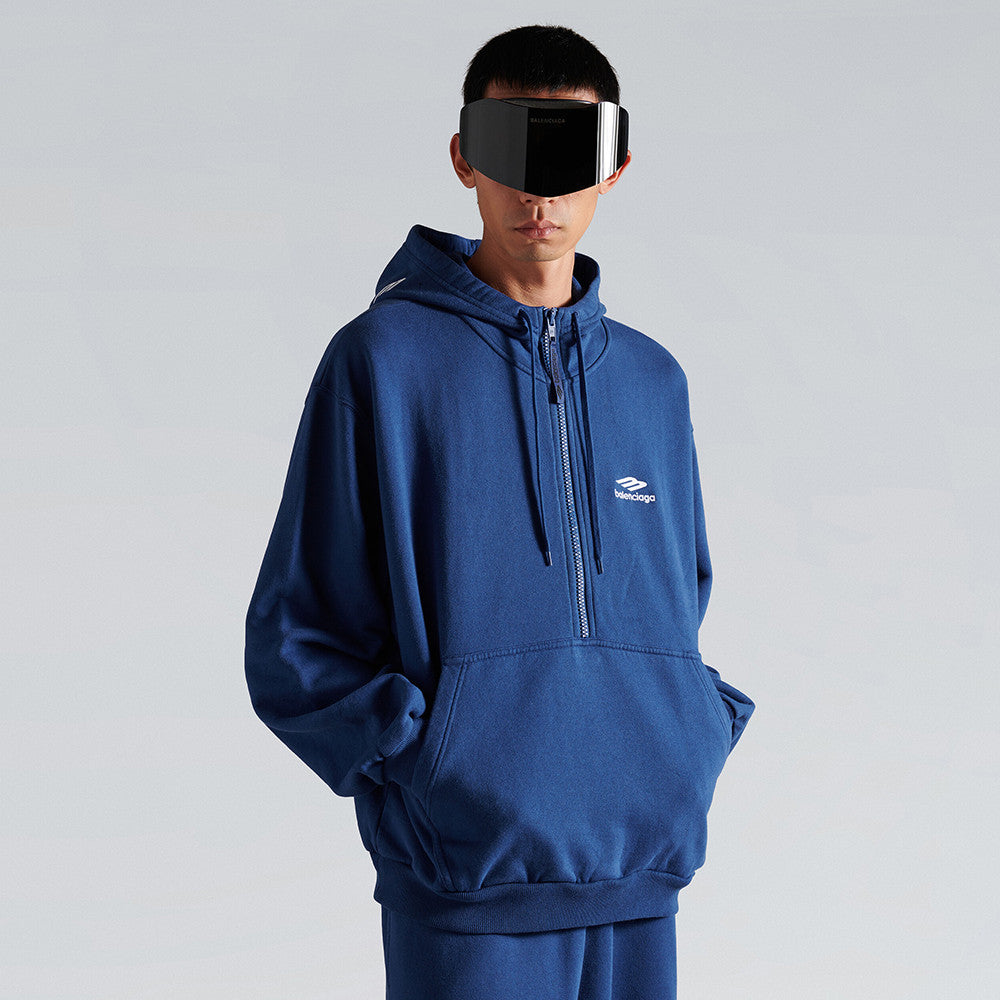 Balenciaga Top-quality Version Men's 3b Sports Icon Half-zip Hoodie in Washed #336946