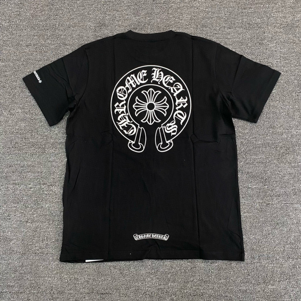 Chrome Hearts Men's Summer Solid Color Sanskrit Print Round Neck Cotton Short Sleeve T-Shirt #77168
