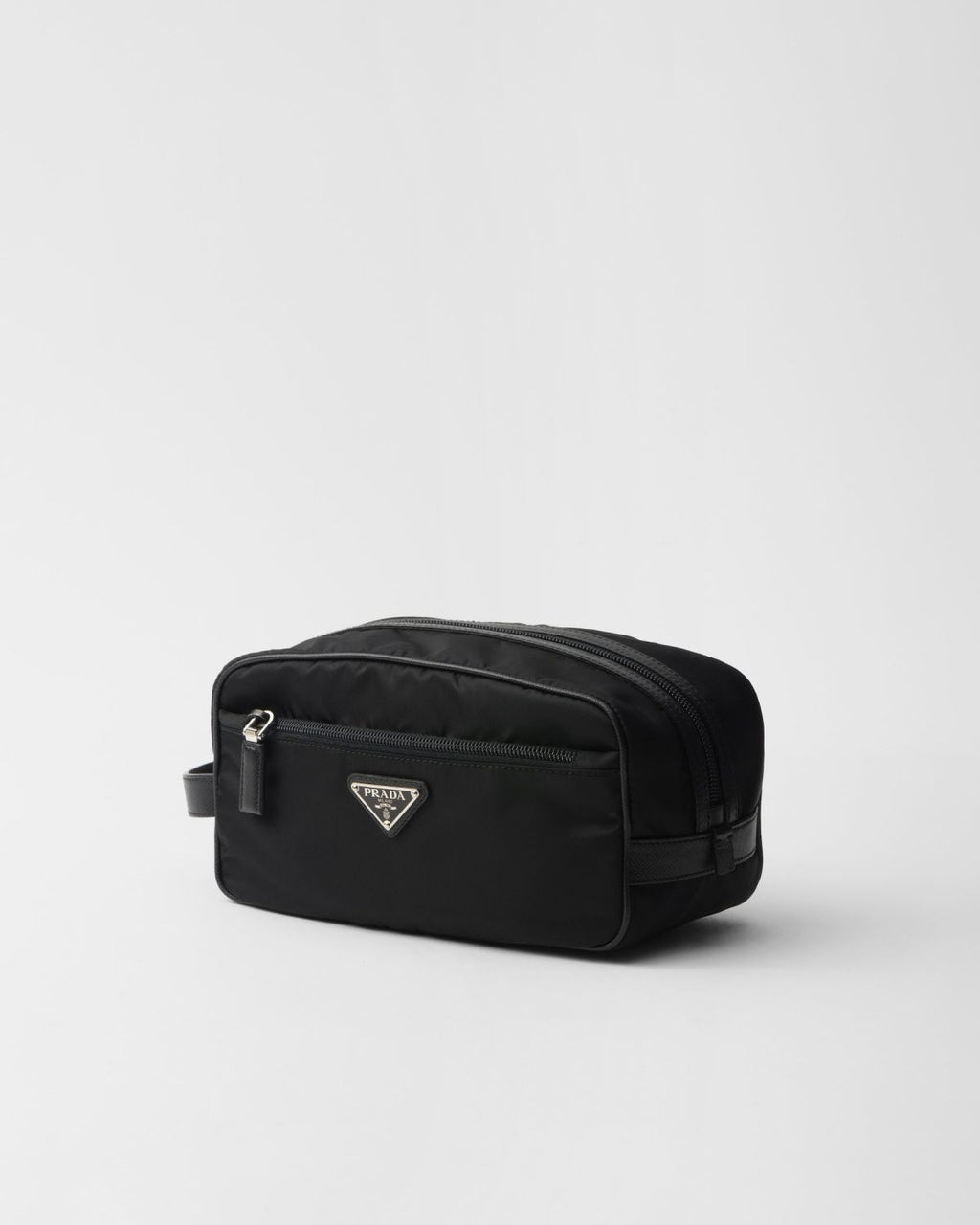 PRADA New Regenerated Nylon Enameled Triangle Logo Saffiano Leather Travel Storage Bag Toiletry Bag #332316