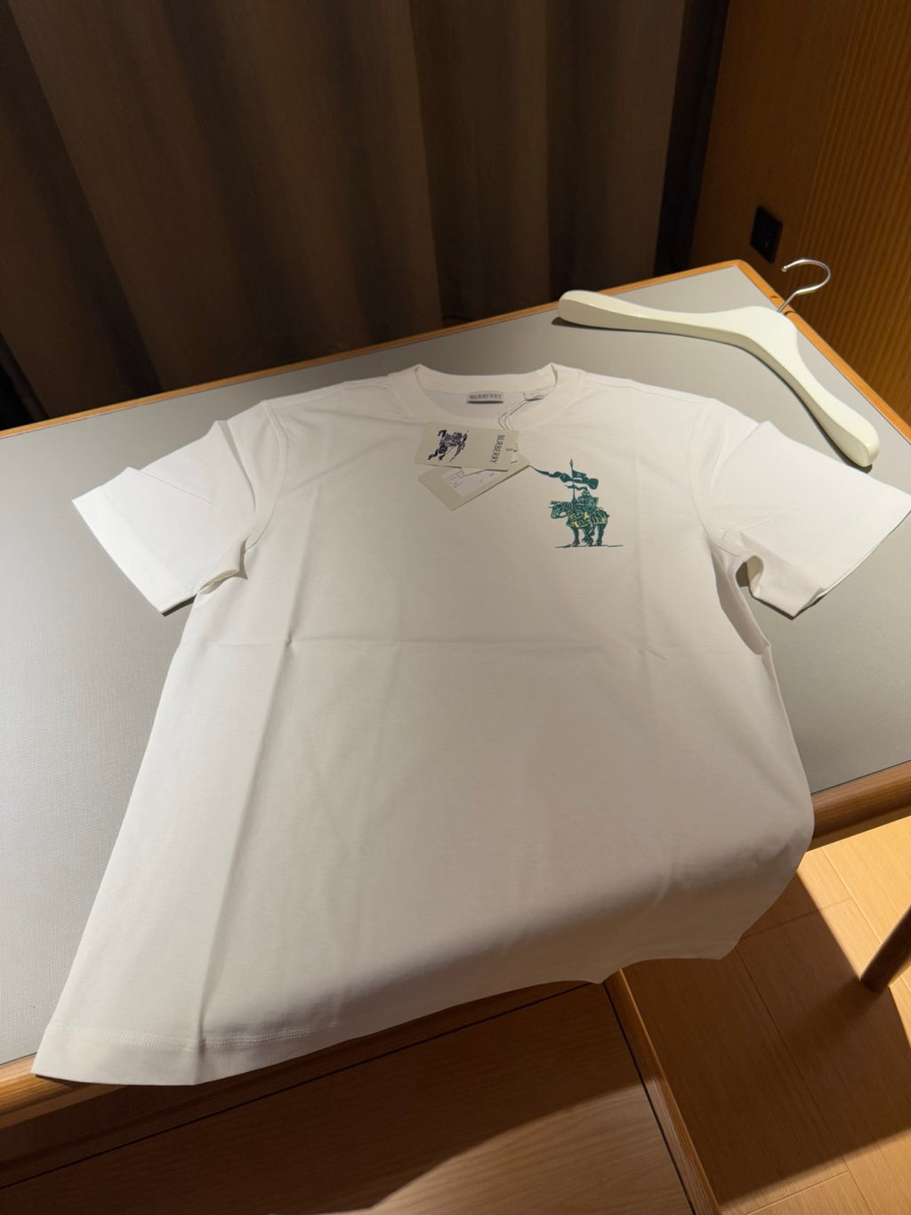 Burberry Men's Summer Knight Print Solid Color Cotton Round Neck Casual T-shirt #75516