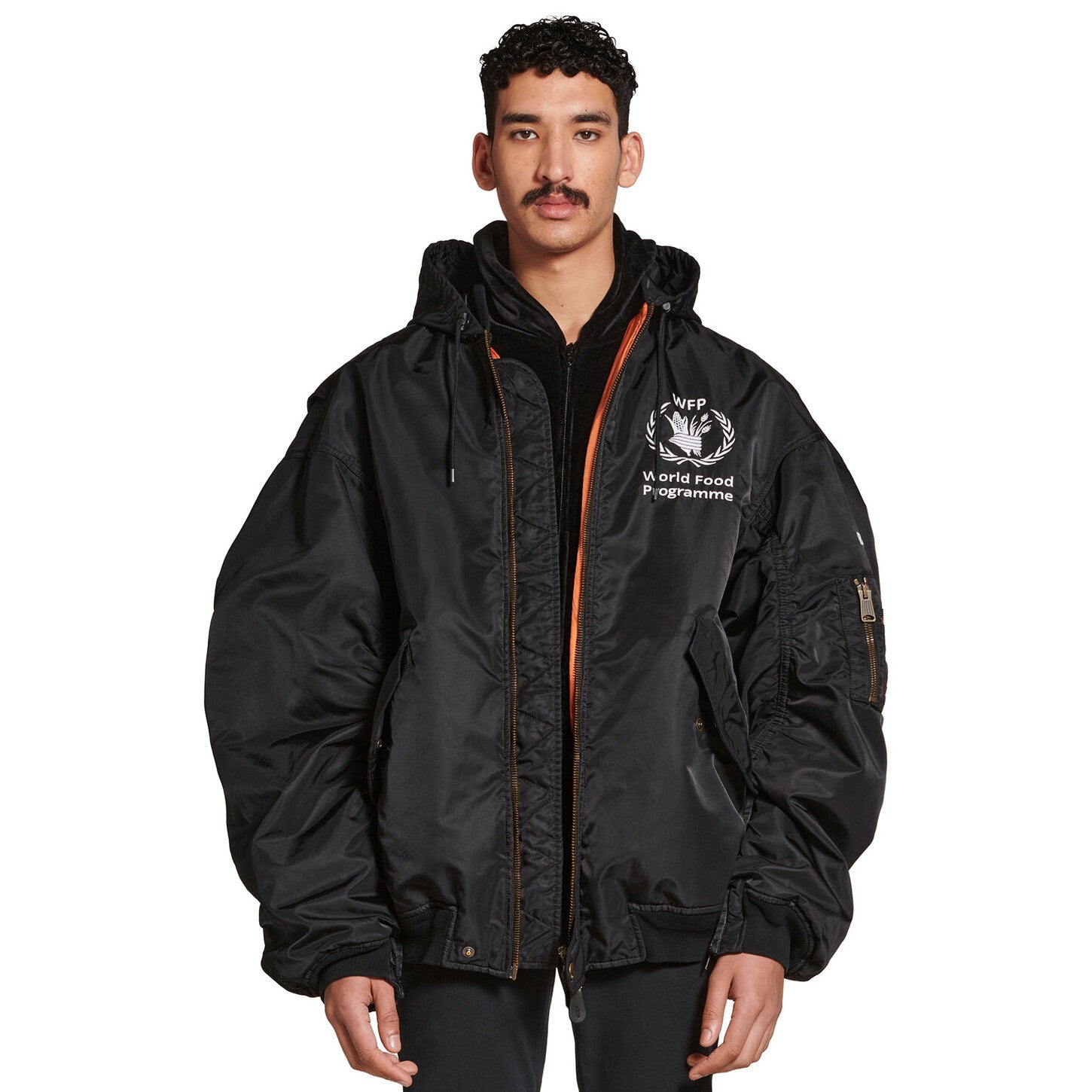 Balenciaga Men's Black Autumn/Winter Monogram Printed Loose Fit Hooded Zip Jacket #73343