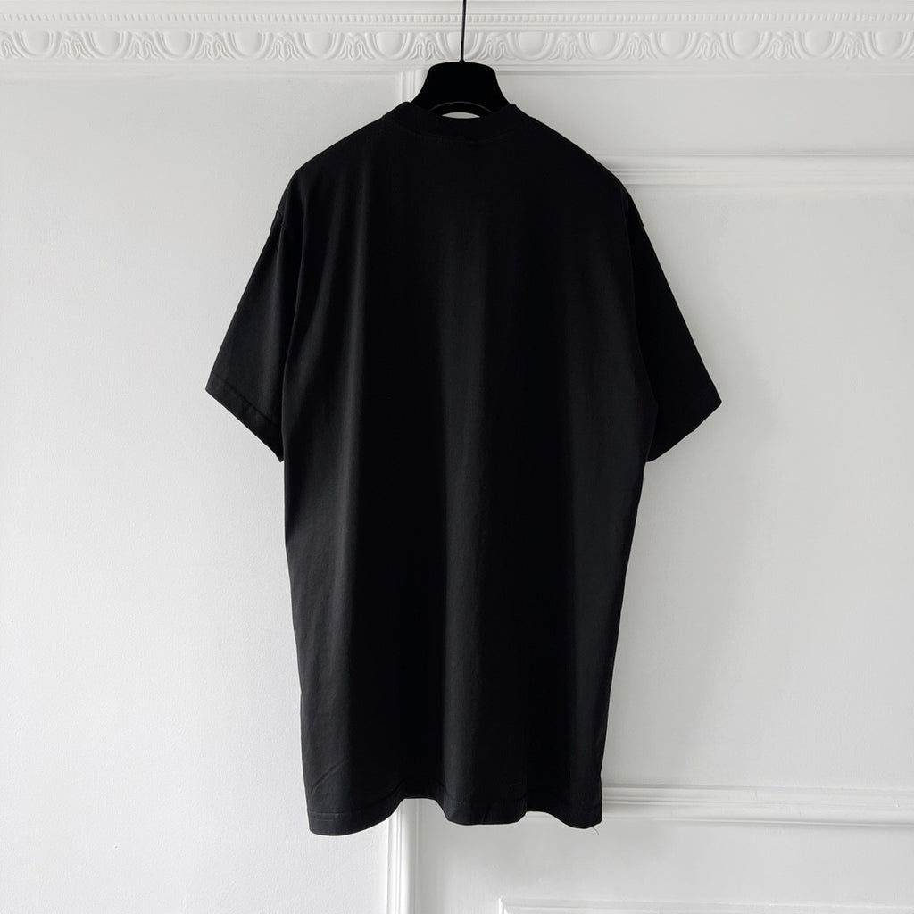 Balenciaga Men's And Women's Summer Solid Color Embroidered Logo Pattern Round Neck Cotton Short Sleeve T-shirt #74262