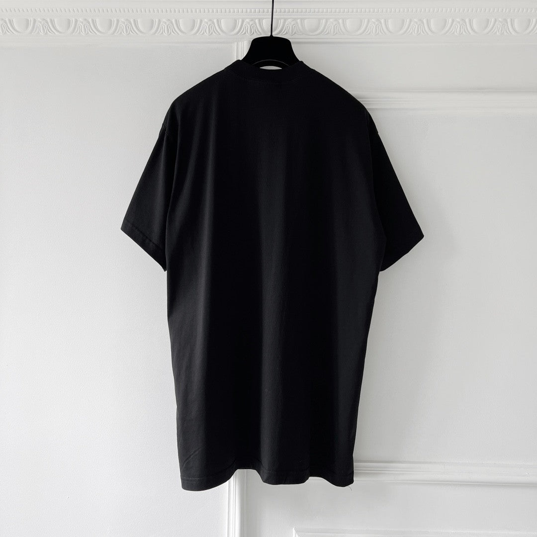 Balenciaga Men's And Women's Summer Solid Color Embroidered Logo Pattern Round Neck Cotton Short Sleeve T-shirt #74262