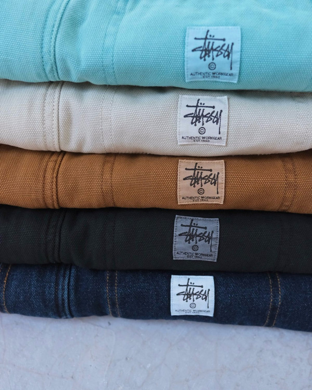 Stussy Men's Autumn and Winter Solid Color Pocket Zipper Warm Workwear Long Sleeve Jacket #73616