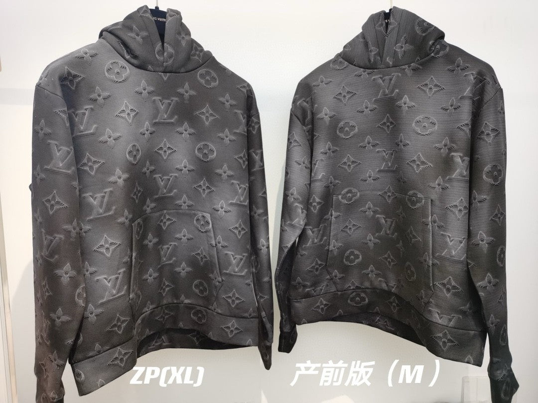Louis Vuitton Men's Spring/Autumn Black Logo Printed Classic Hooded Sweatshirt #74298