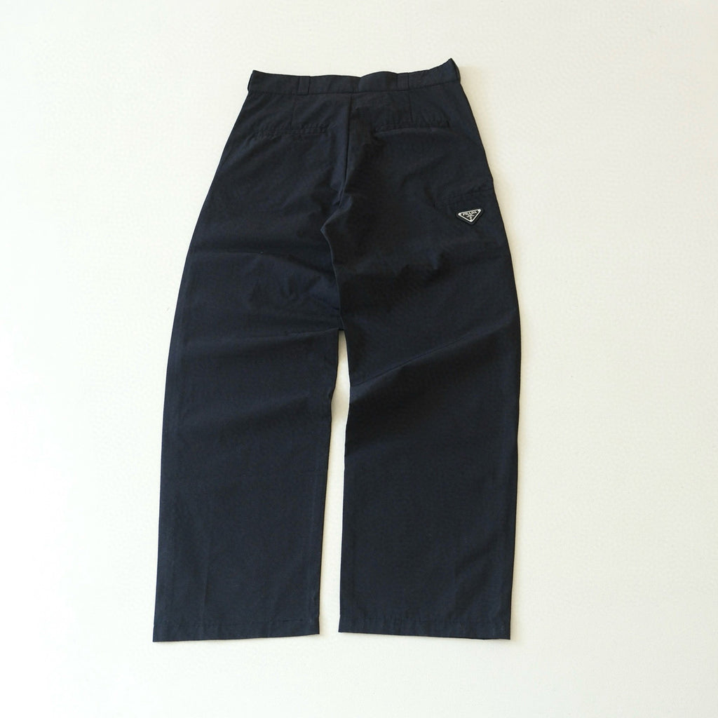 Prada Men's And Women's Women's Spring/summer Fashion Casual Solid Color Logo Triangle Emblem Recycled Nylon Relaxed Straight Leg Pants #79541