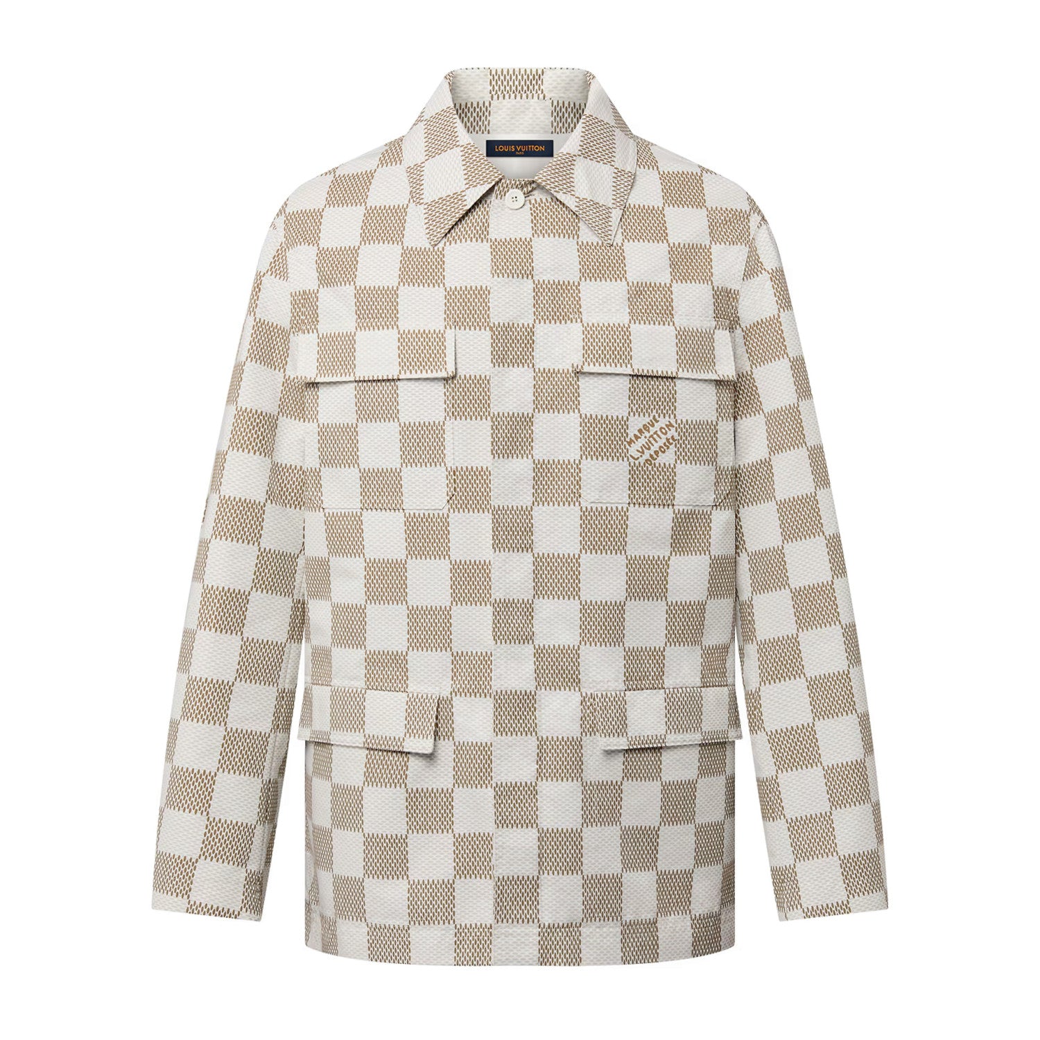 Louis Vuitton Men's Fall And Winter White Checkered Lapel Single Breasted Pocket Long Sleeved Jacket #72775