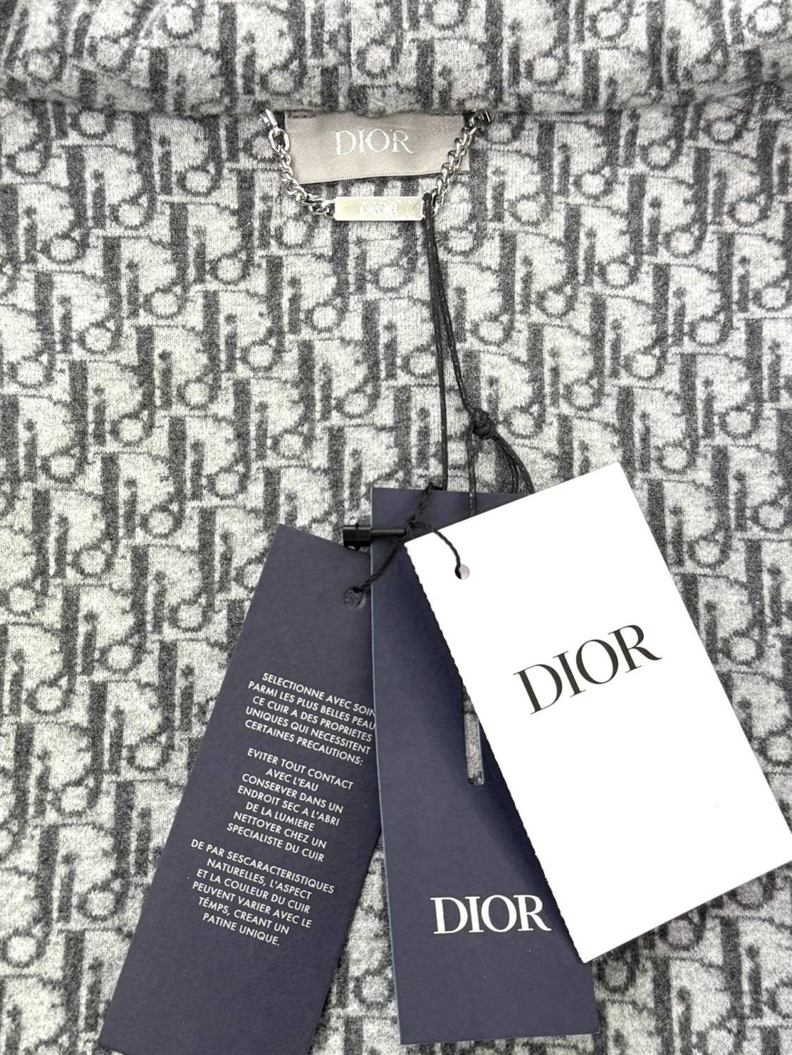 Dior Men's Spring and Autumn Solid Color Jacquard Cashmere Hooded Zipper Long Sleeve Jacket Drawstring Lace-Up Leisure Pants Suit Set #74477