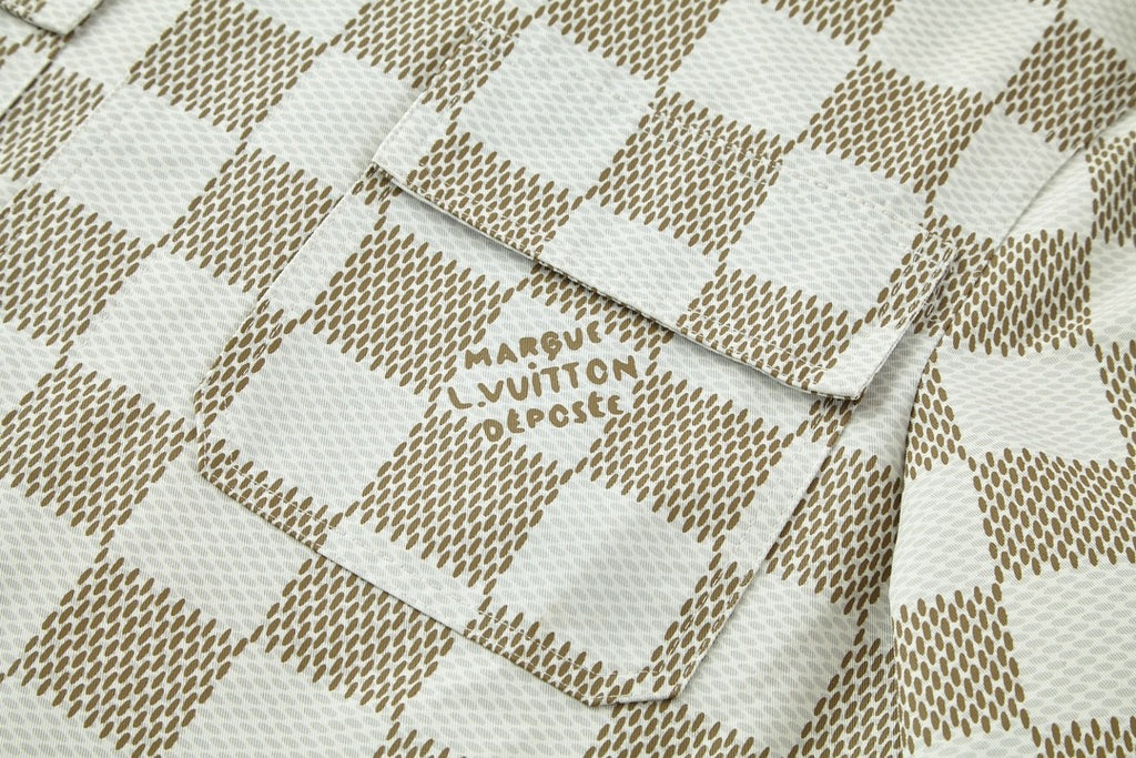 Louis Vuitton Men's Fall And Winter White Checkered Lapel Single Breasted Pocket Long Sleeved Jacket #72775