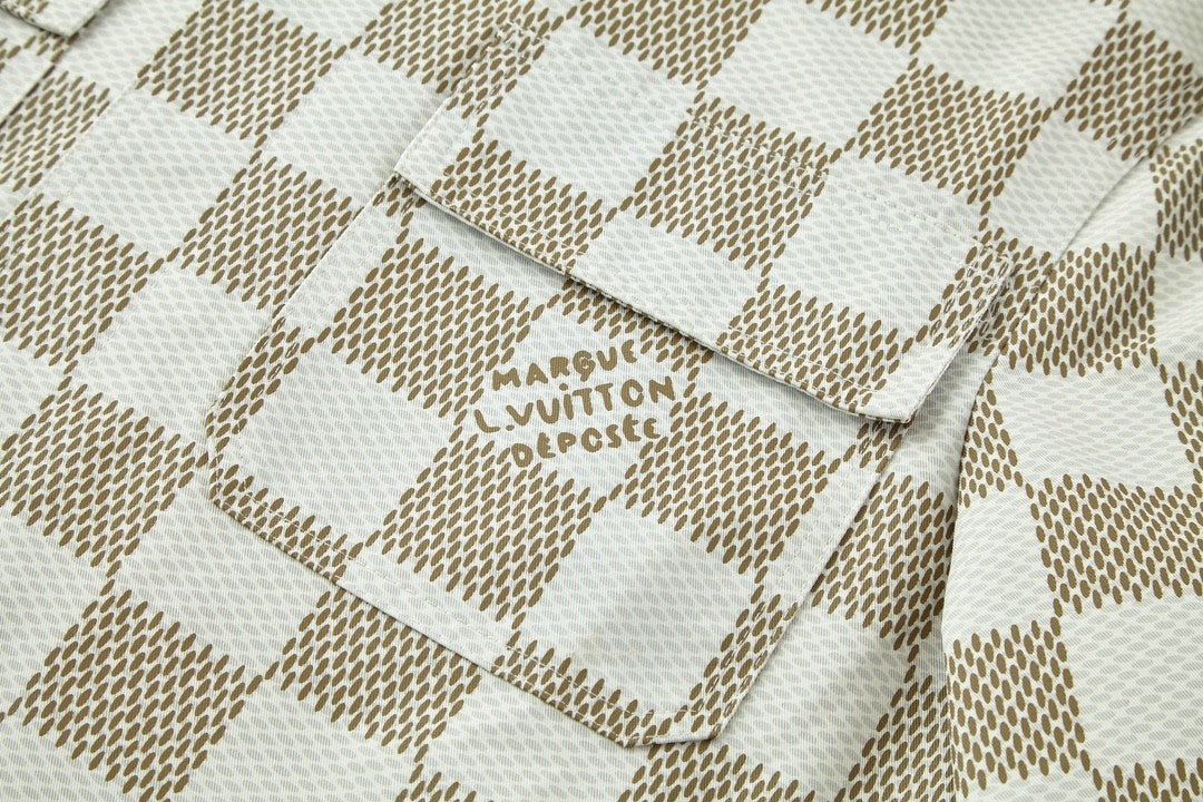 Louis Vuitton Men's Fall And Winter White Checkered Lapel Single Breasted Pocket Long Sleeved Jacket #72775