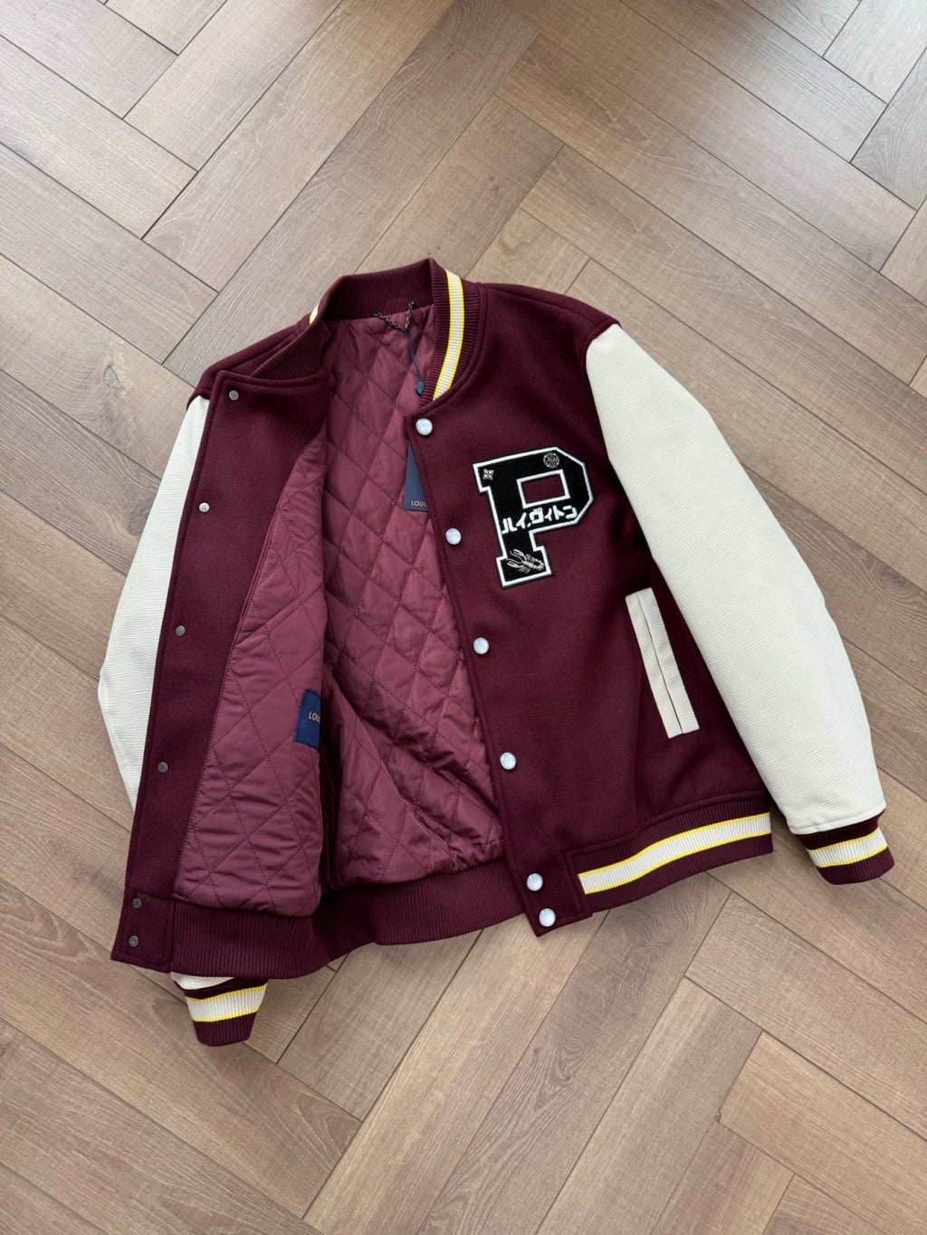 Louis Vuitton x 25FW Men's Letter Badge Printed Stand Collar Pocket Long Sleeve Baseball Uniform #332524