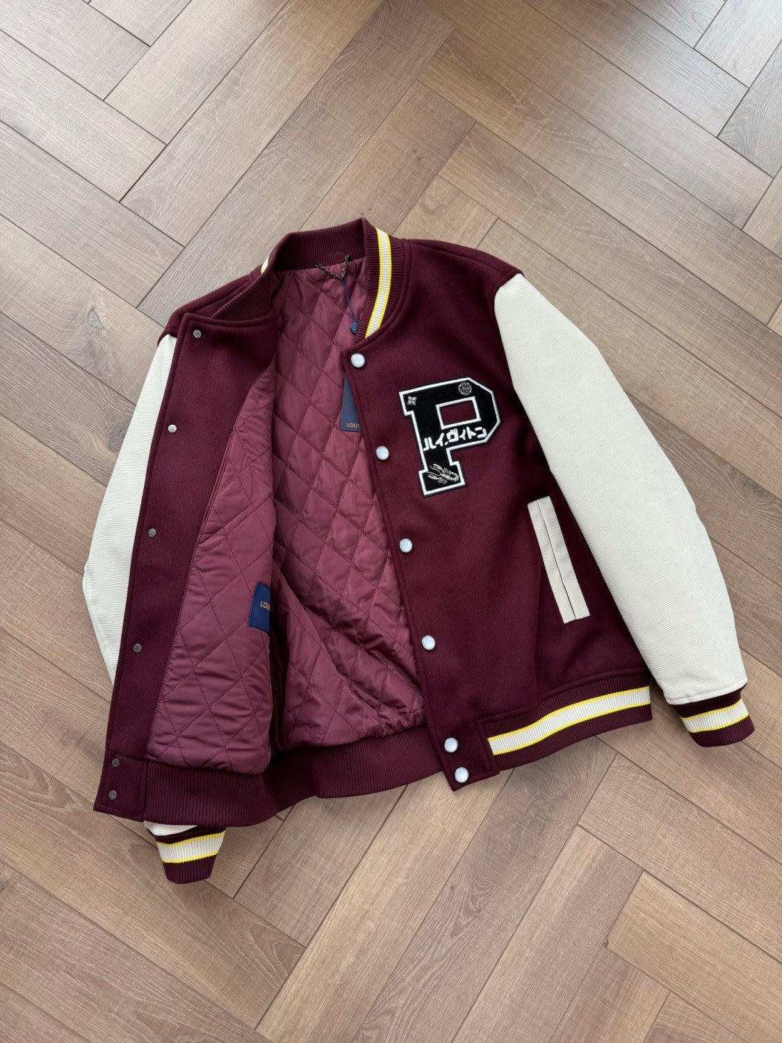 Louis Vuitton x 25FW Men's Letter Badge Printed Stand Collar Pocket Long Sleeve Baseball Uniform #332524