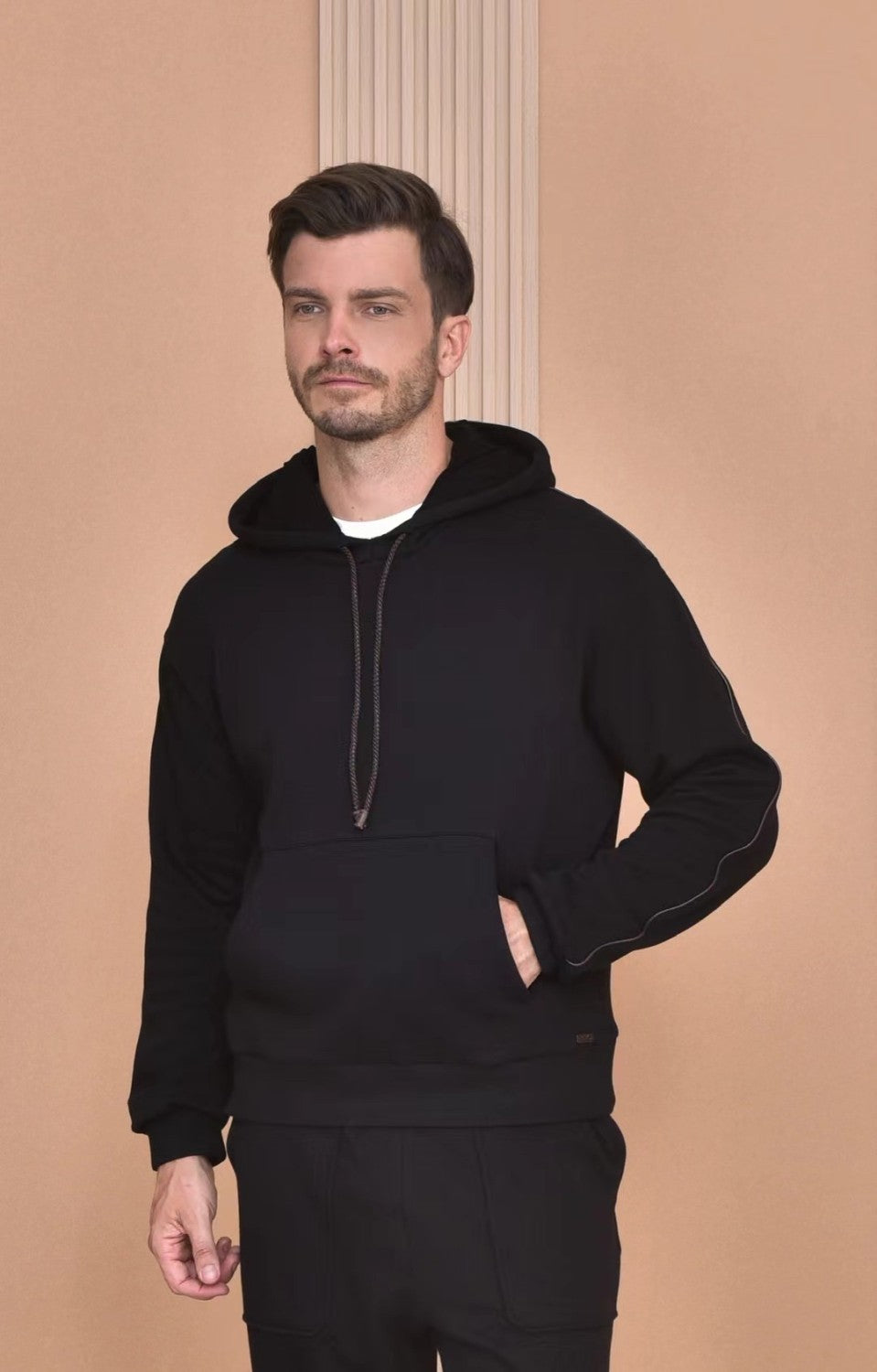 Loro Piana Men's Autumn And Winter Solid Color Hooded Long Sleeve Sweatshirt Casual Lace-Up Pants Set Ngvp #9216