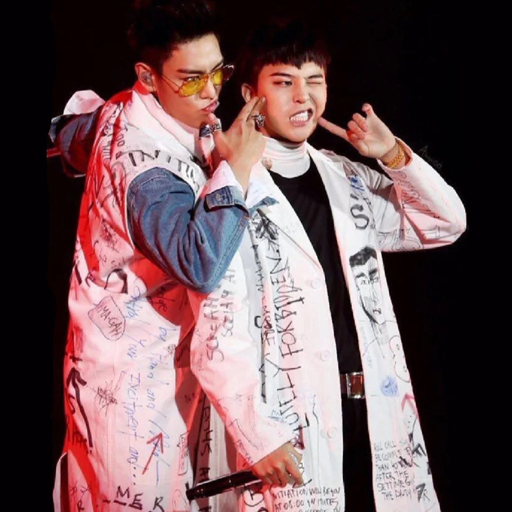 Raf Simons Men's Spring And Autumn Hand-painted Graffiti Long Trench Coat Jacket High Street Trend Hip-hop Personality Trench Coat Ngvp #1659