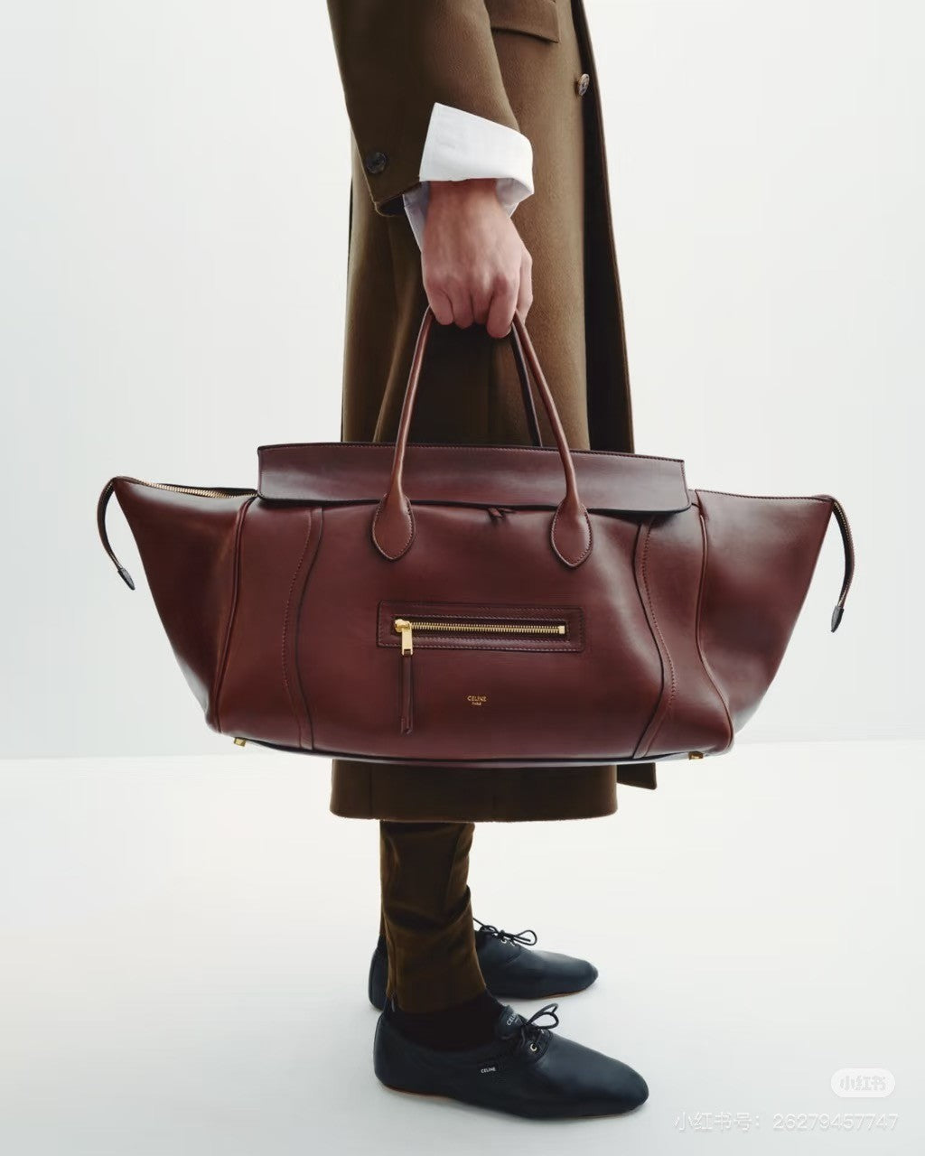 Celine Luggage Handbag Smile Zipper Large Tote Bag Shoulder Bag Crossbody Bag Stylish Elegant Casual Brown Black Tote Bag L100e3gw2.28bk #190751