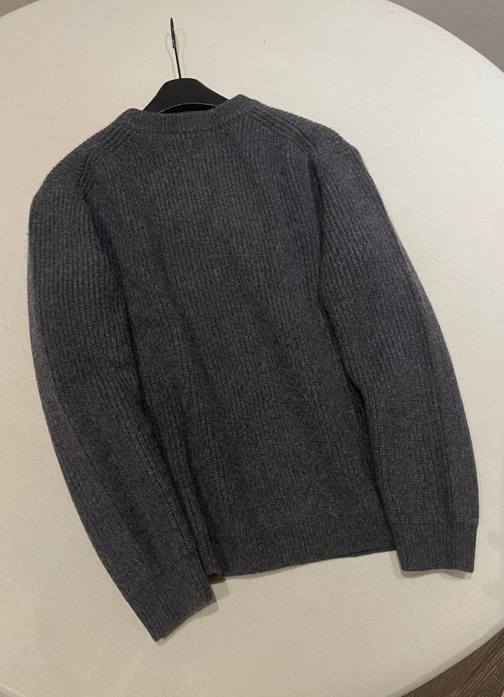 Gucci Wool Cashmere Rib Knit Sweater in Dark Grey and Black #332663