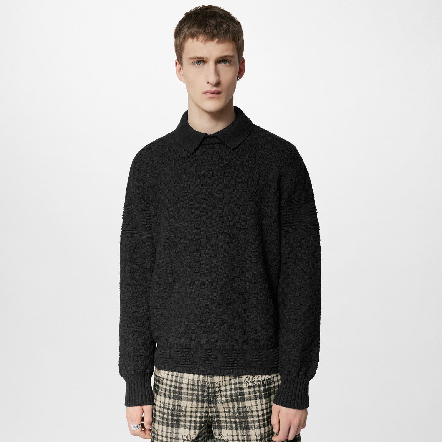 Louis Vuitton Damier Polo Neck Knitted Long Sleeve Pullover Sweater #21884