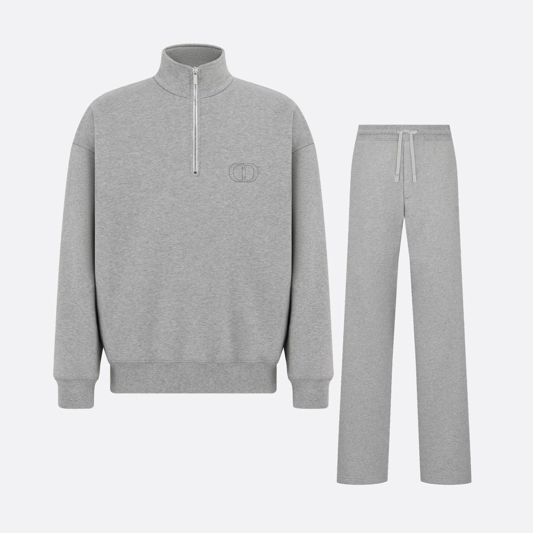 Dior Men's Spring/Autumn Solid Color Cotton Qilong Embroidered Logo Half-Zip Long-Sleeved Sweatshirt and Casual Sports Pants Set Suit #77946
