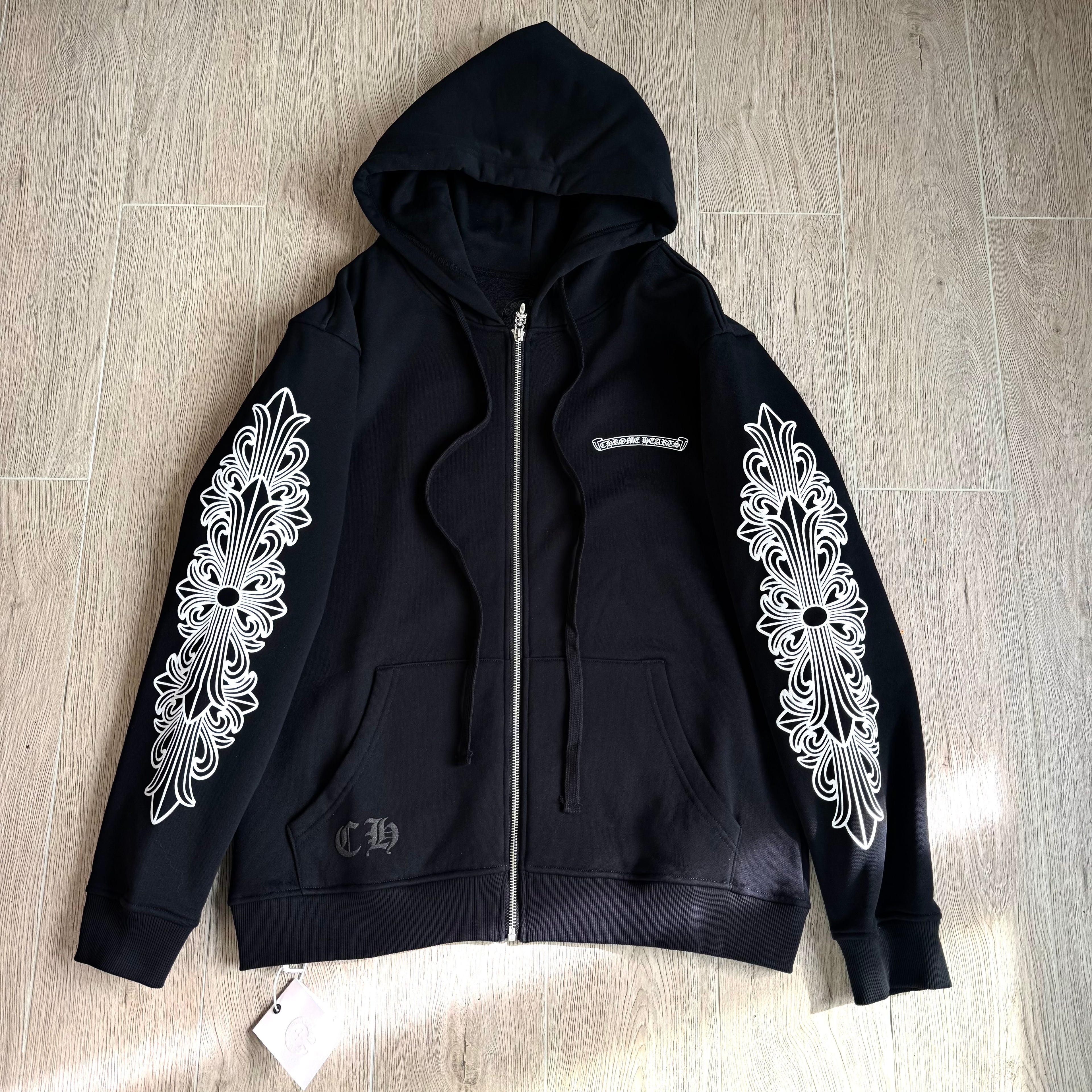 Chrome hearts Sanskrit Letter Logo Zipper Hooded Sweatshirt #333725