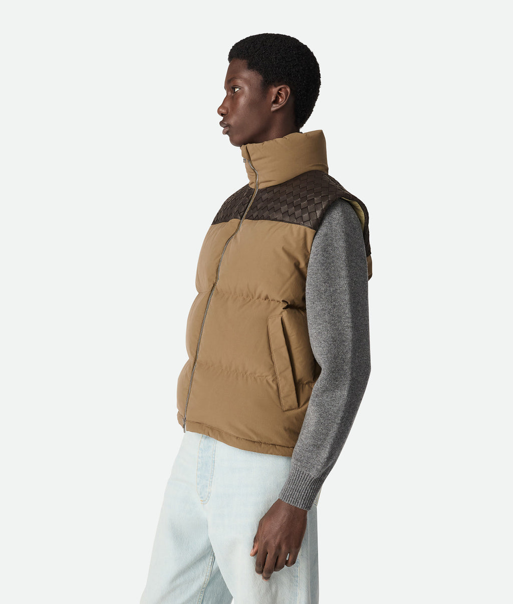 Bottega Veneta Men's Autumn/winter Frosted Poplin Puffer Gilet Sleeveless Knitted Down Jacket Fashionable Casual Vest Ngvp #2629