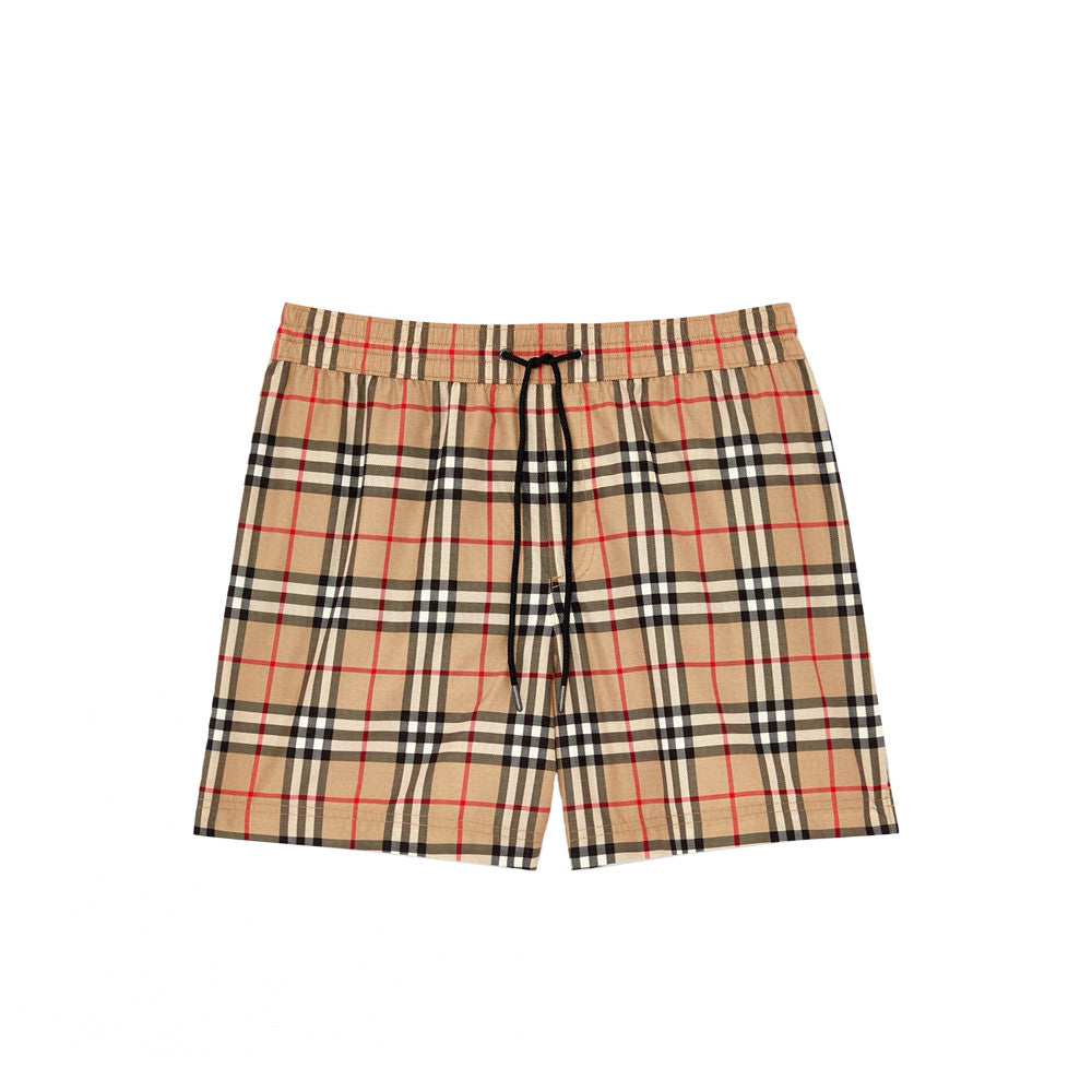 Burberry Men's Summer Check Drawstring Cinch Band Polyester Casual Shorts #76756