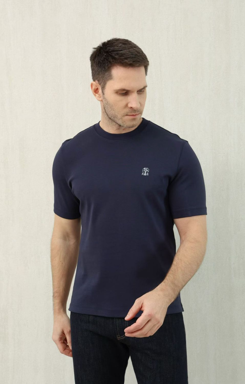 Brunello Cucinelli Cotton Jersey Slim Fit Crew Neck T-shirt With Logo #376925