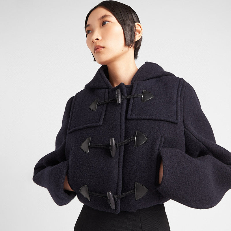 Prada Men's Women's Fall And Winter Fashion Casual Button Detachable Two-piece Hooded Short Jacket Ngvp #7372
