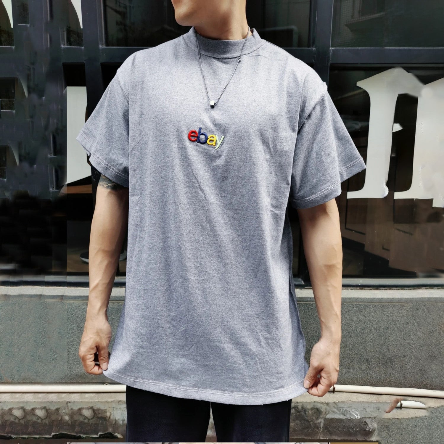 Balenciaga Men's And Women's Spring/summer Fashion Embroidery Letters Retro High Street T-shirt Short Sleeved Top Ngvp #8165