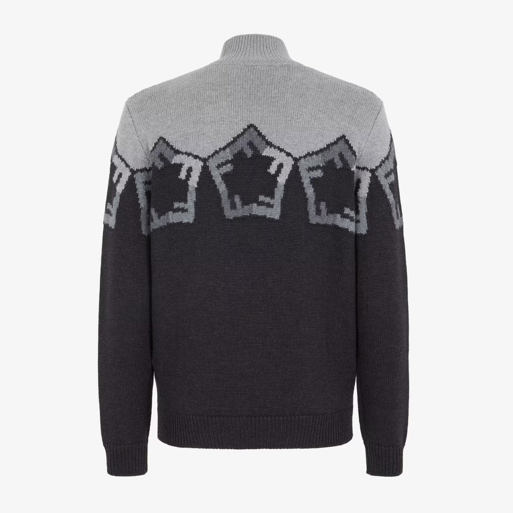 Fendi Men's Spring And Autumn Grey Loose High Neck Knit Pullover Jumper Sweater #97844