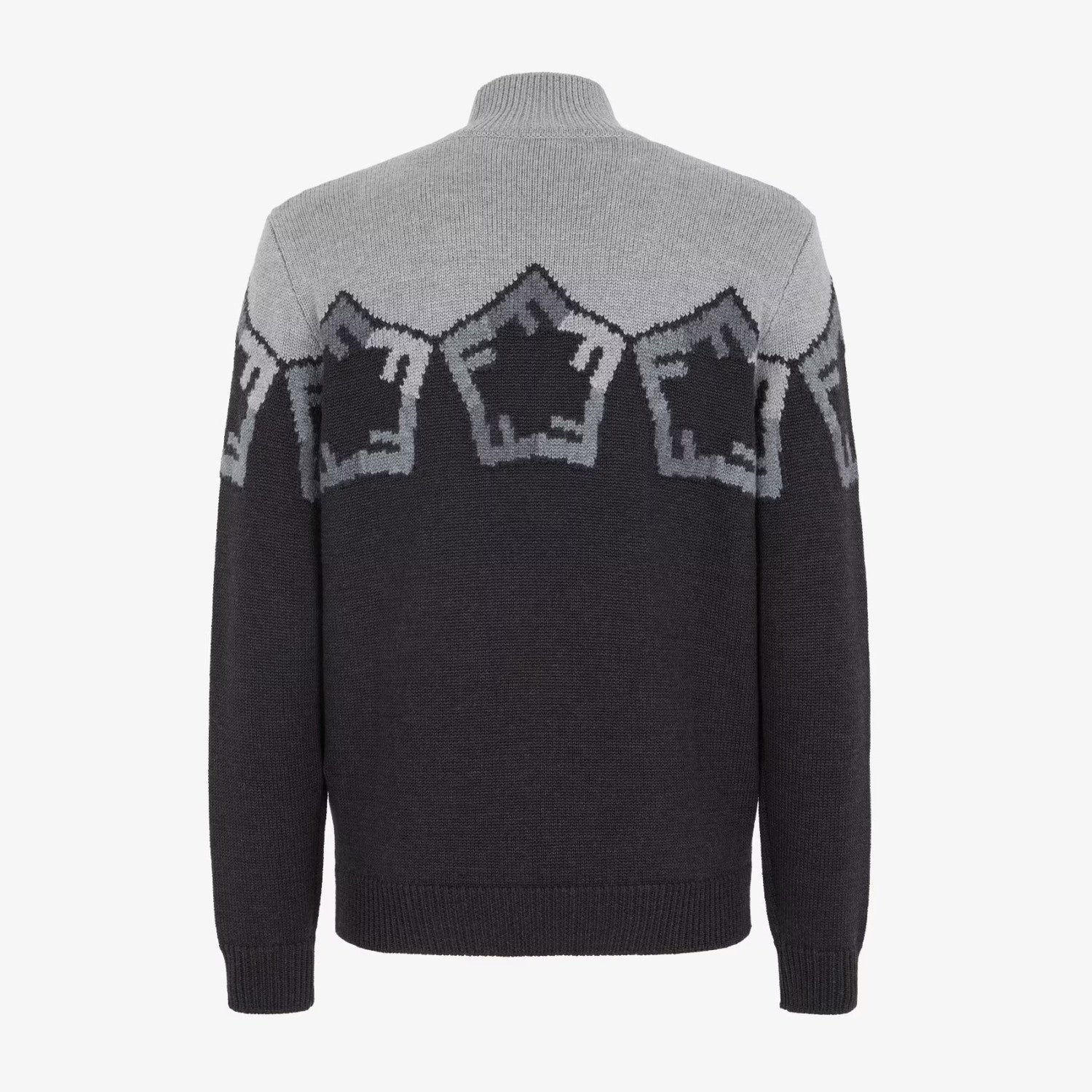 Fendi Men's Spring And Autumn Grey Loose High Neck Knit Pullover Jumper Sweater #97844