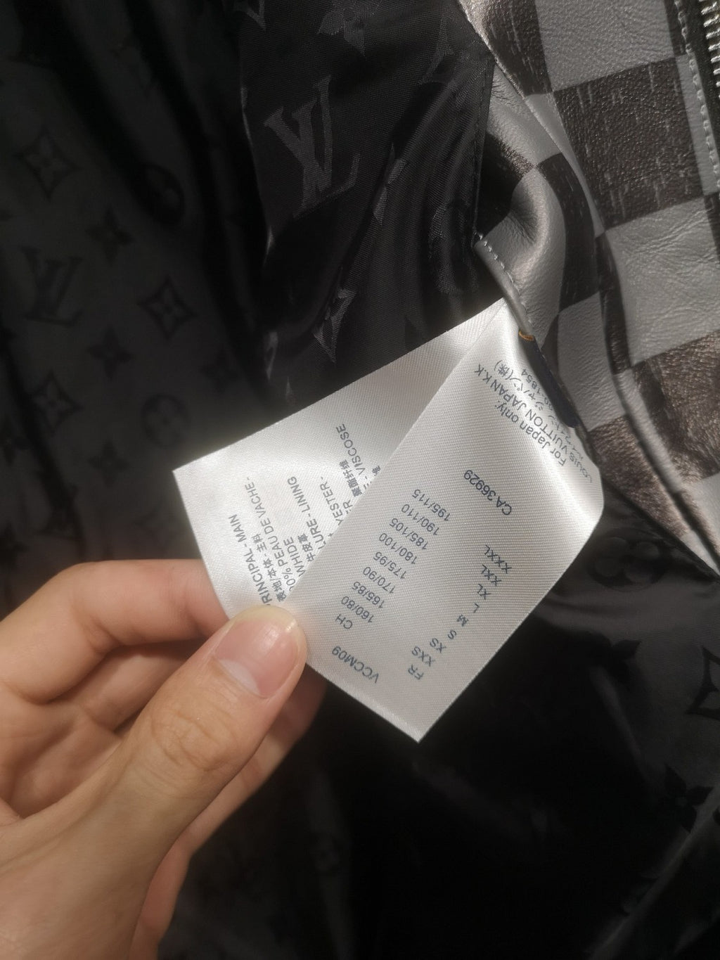 Louis Vuitton Men's Fall And Winter Casual Colorblocking Checkerboard Leather Jacket Letter Logo Temperament Jacket #6238